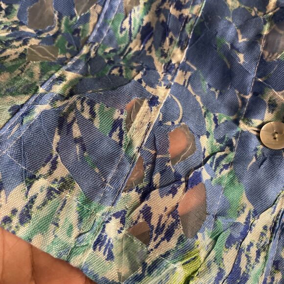 Ruby Rd. Women’s Jacket Size 12 Button Up Lightweight Blue Green Floral Print - Picture 6 of 12
